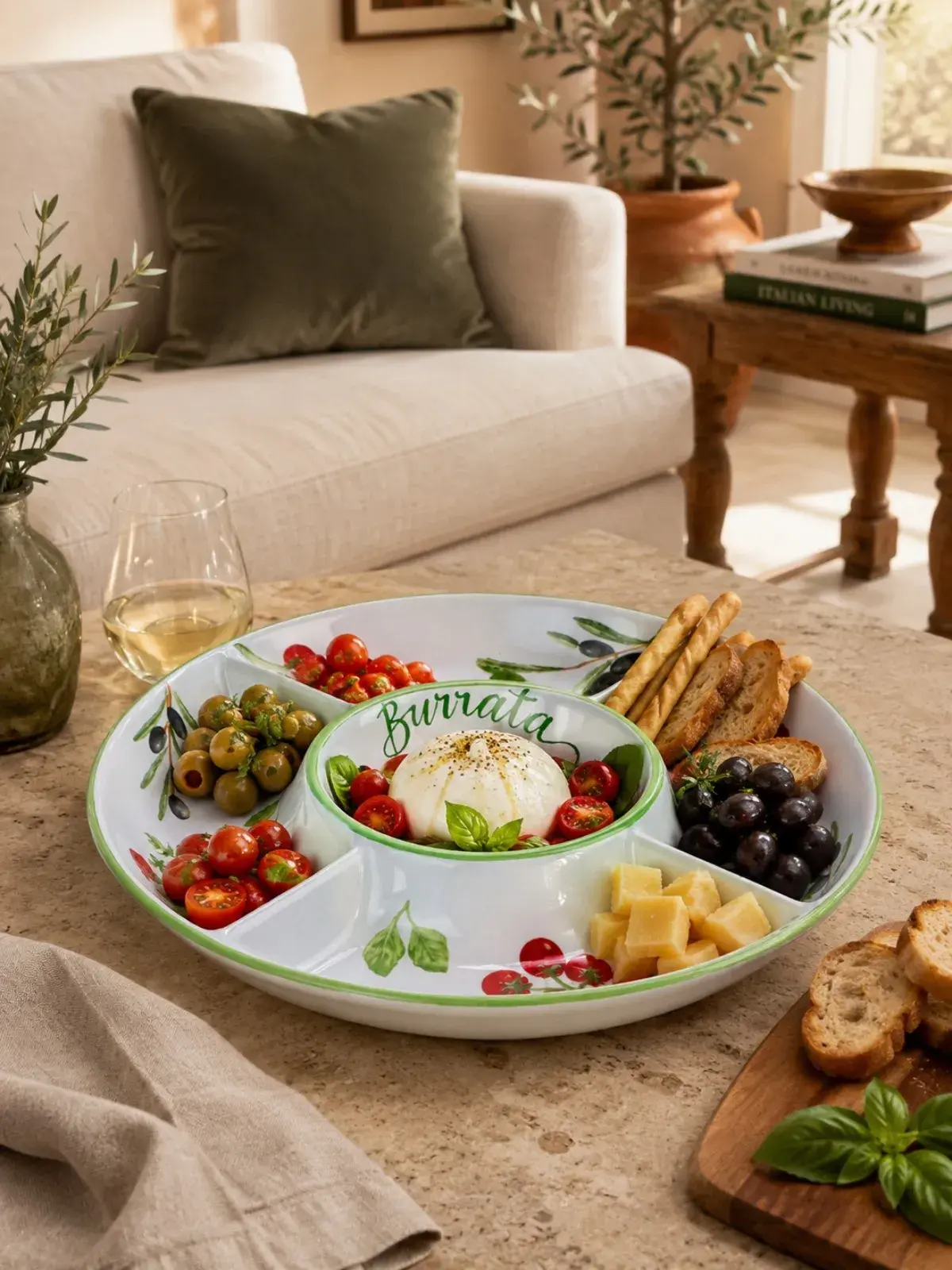 Petisqueira Pequeno em Cerâmica Coleção Salada Burrata - Pintado a Mão 
