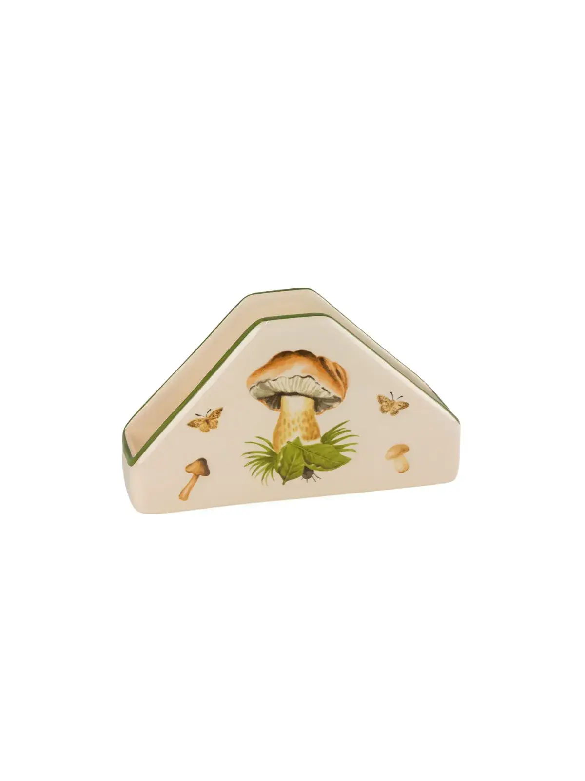 Suporte para Guardanapo Grande em Cerâmica Coleção Cogumelo de Silvestre - Pintado a Mão 