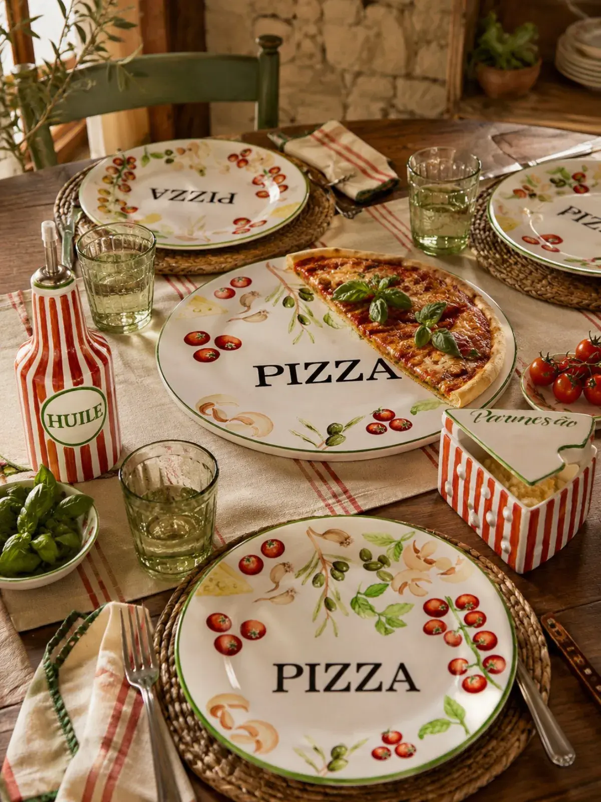 Tábua de Pizza/Queijos em Cerâmica Coleção Pizzaiollo - Pintado a Mão 