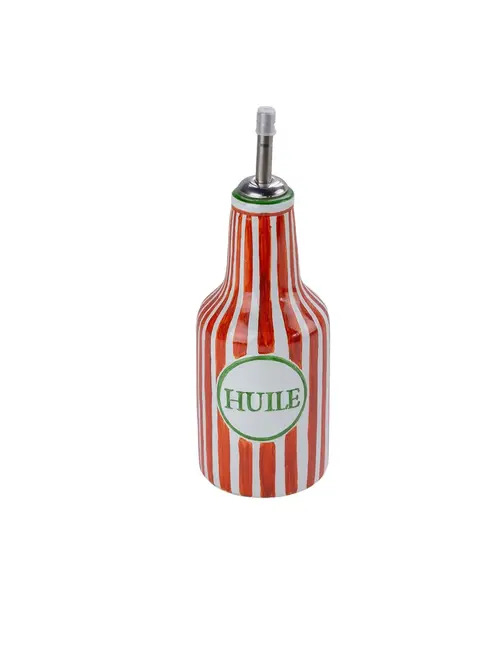 Garrafa para Azeite em Cerâmica Relevo Gourmet Itália - Pintado a Mão