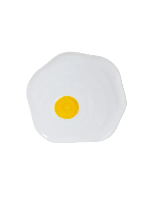 Prato Ovo Frito em Cerâmica Coleção Bonjour Croissant - Pintado a Mão