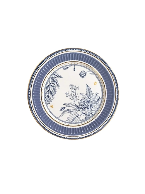 Conjunto de 6 Pratos de Sobremesa em Cerâmica Riviera - Azul com Filete