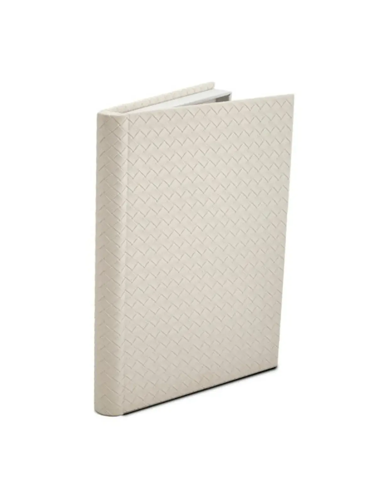Livro Caixa Decorativo Trançado Diagonal em MDF com Revestimento em PU (Couro Sintético) Bege
