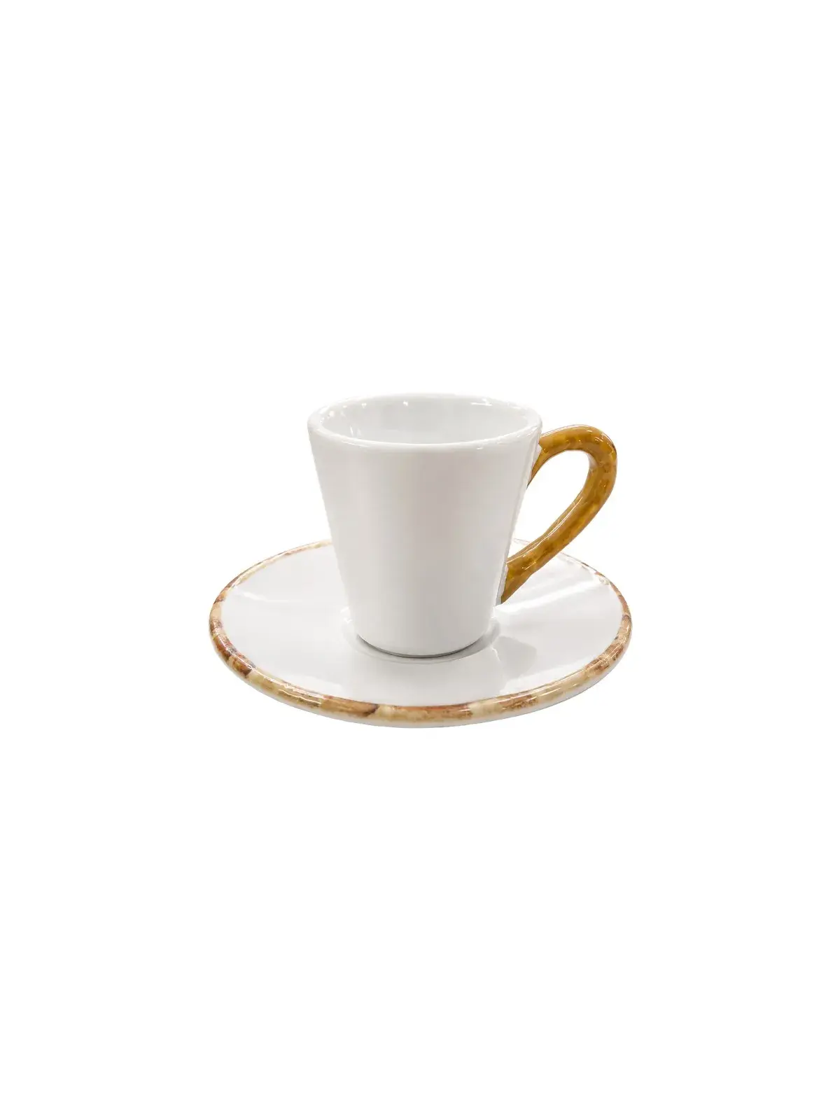 Conjunto de 6 Xícaras de Café com Pires em Cerâmica Bambu 