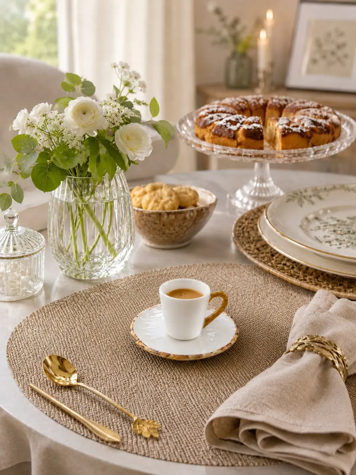 Conjunto de 6 Xícaras de Café com Pires em Cerâmica Bambu 