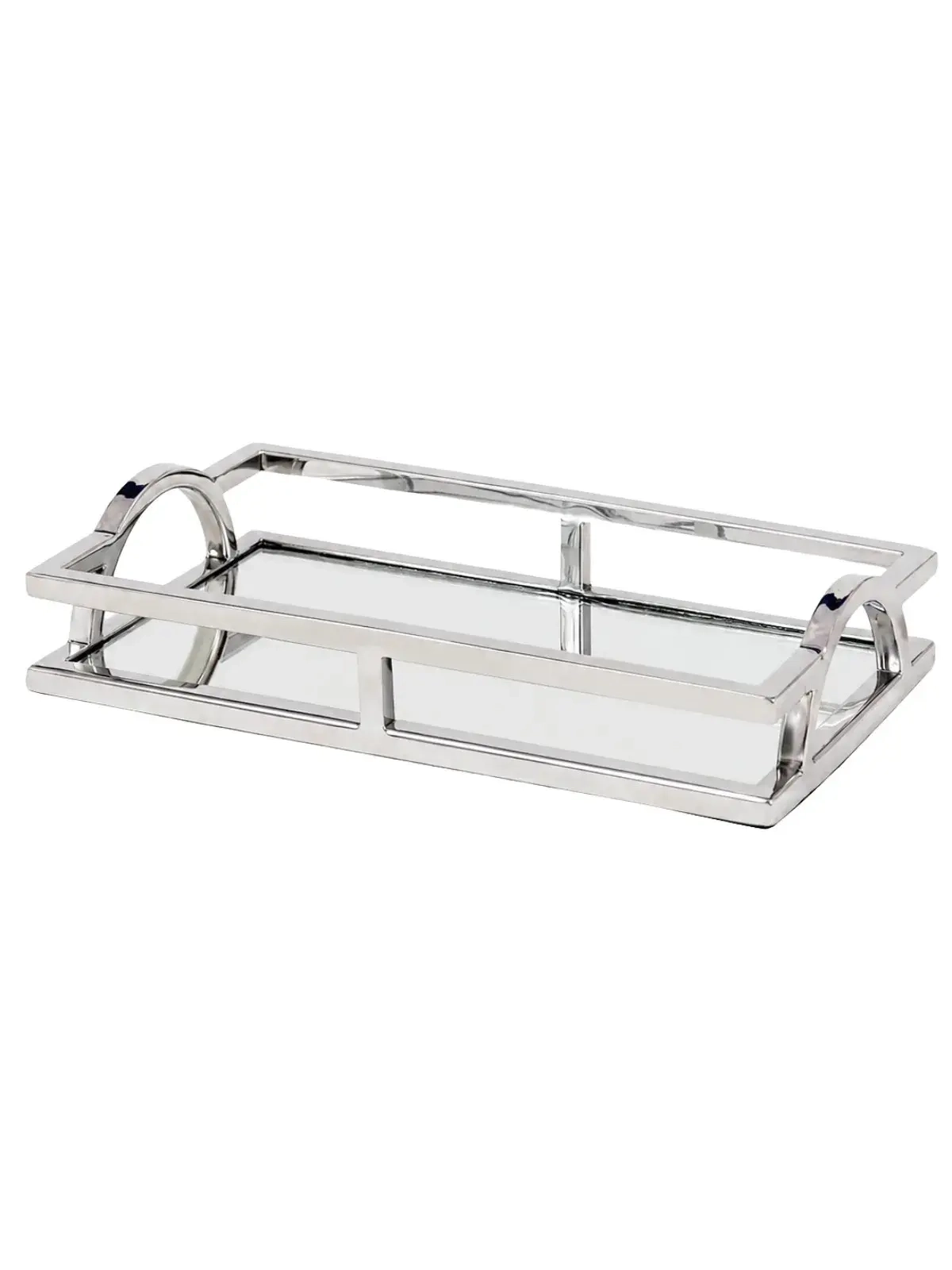 Bandeja Retangular em Aço Inox com Espelho 41 x 26 x 5 cm