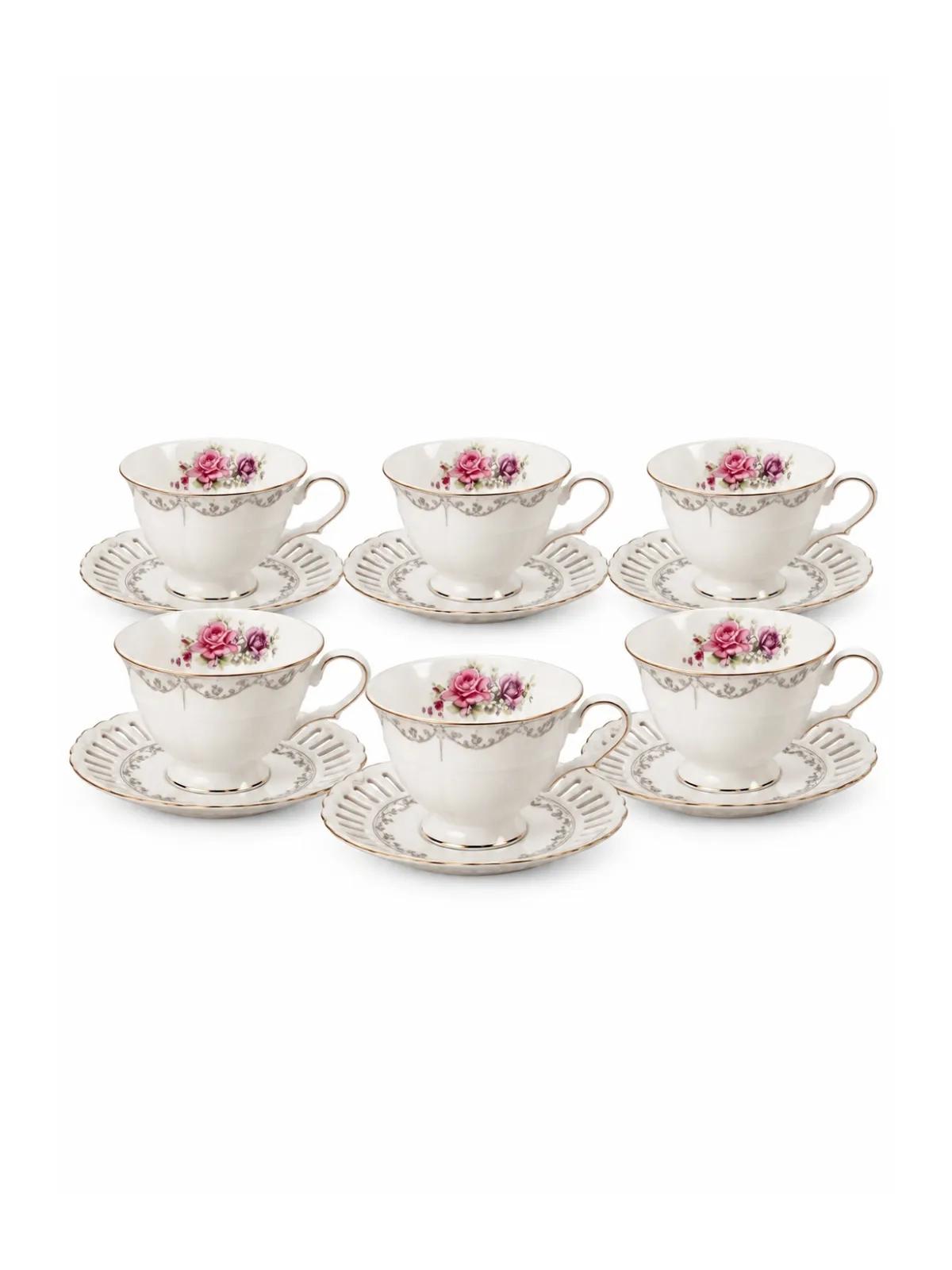 Jogo de 12 Peças para Chá Mon Cheri em New Bone China - 220ml 