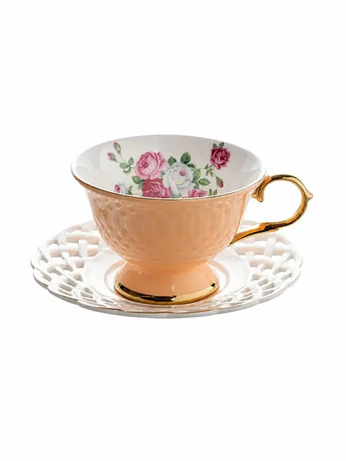 Jogo de 8 Peças para Chá Mon Désir em New Bone China com Borda Dourada