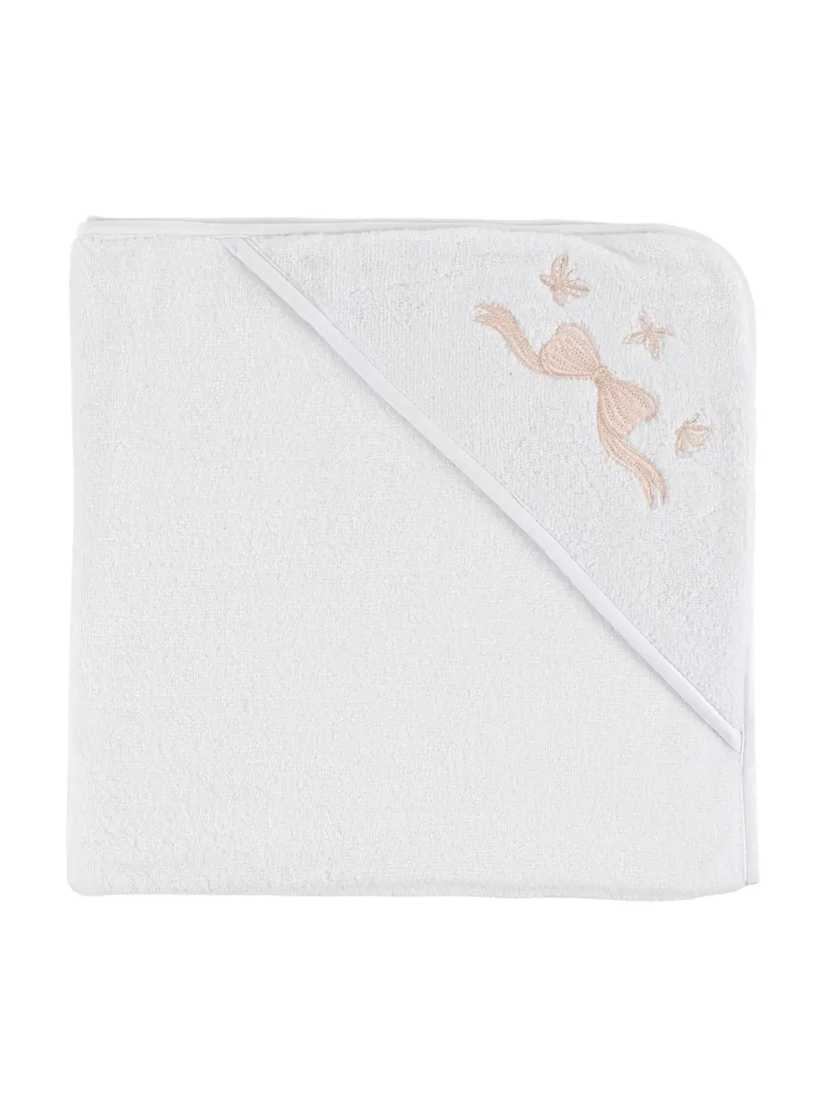 Toalha com Capuz Trussardi Baby 100% algodão Felice Branco