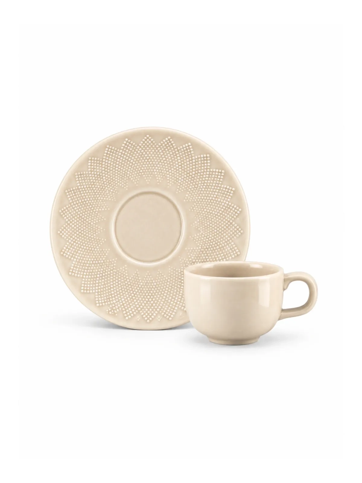 Xícara de Café com Pires em Porcelana Grão Marfim