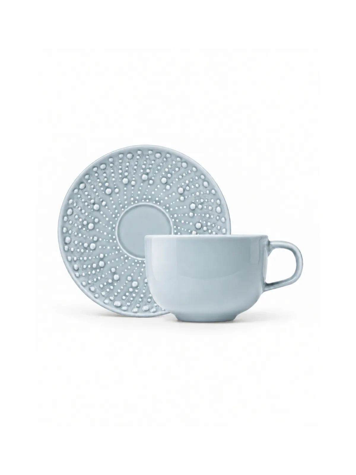 Xícara de Café com Pires em Porcelana Coral Azul