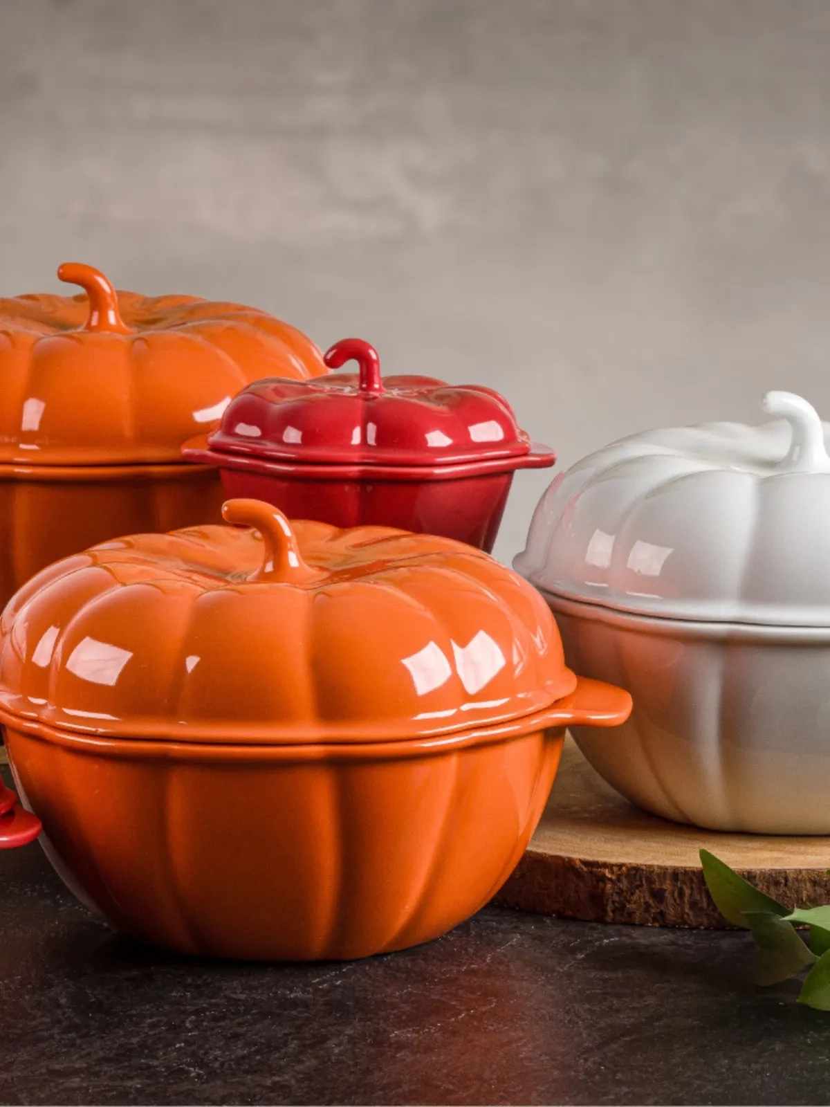 Cocotte Abóbora com Tampa em Porcelana Branco