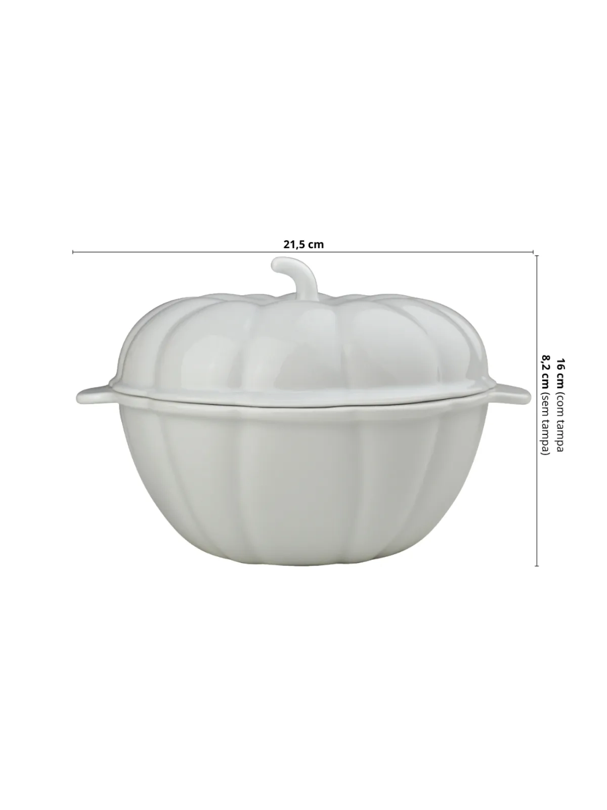 Cocotte Abóbora com Tampa em Porcelana Branco