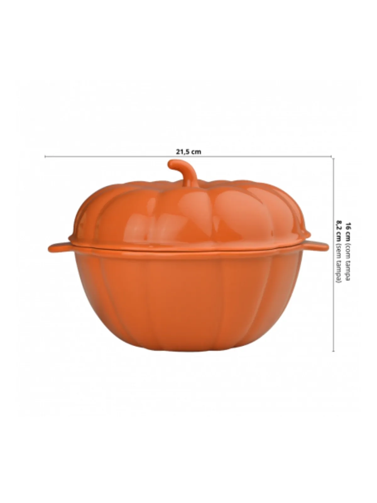 Cocotte Abóbora com Tampa em Porcelana Laranja