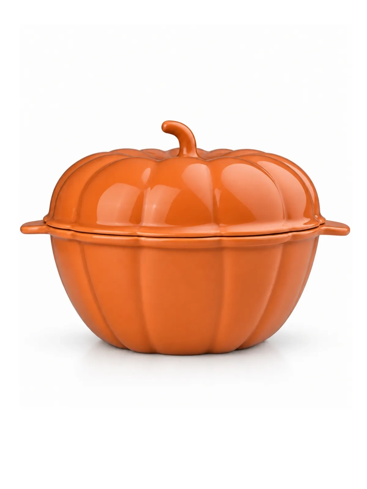 Cocotte Abóbora com Tampa em Porcelana Laranja