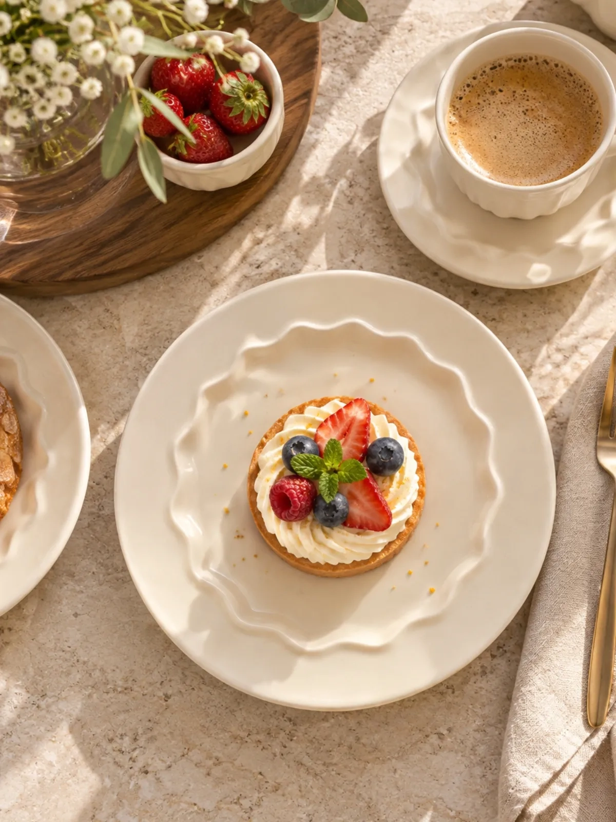 Prato de Sobremesa em Porcelana Orla Marfim